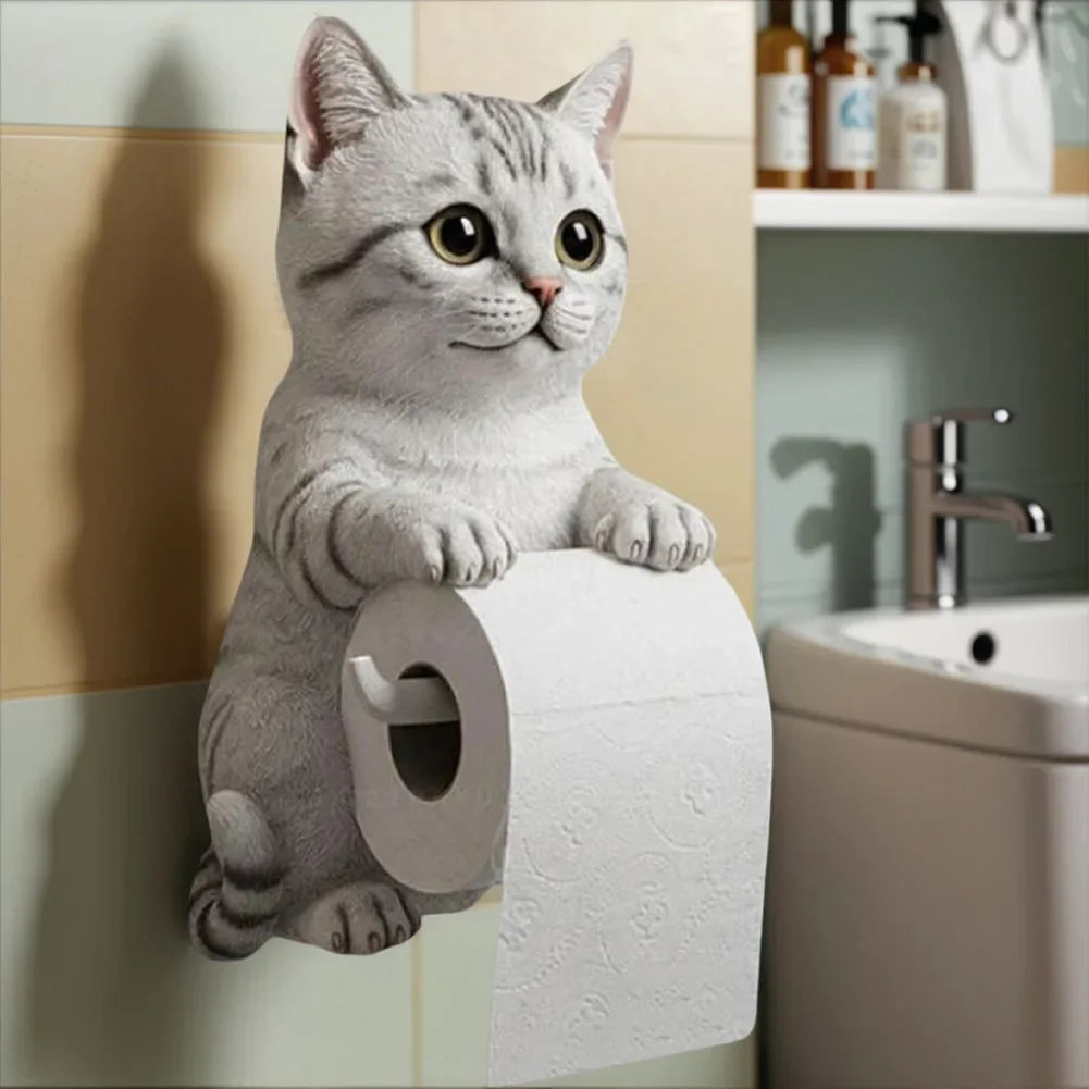 Cat Toilet Paper Holder Cat Toilet Roll Holder Wall Mounted Roll Rack Cute Dispenser