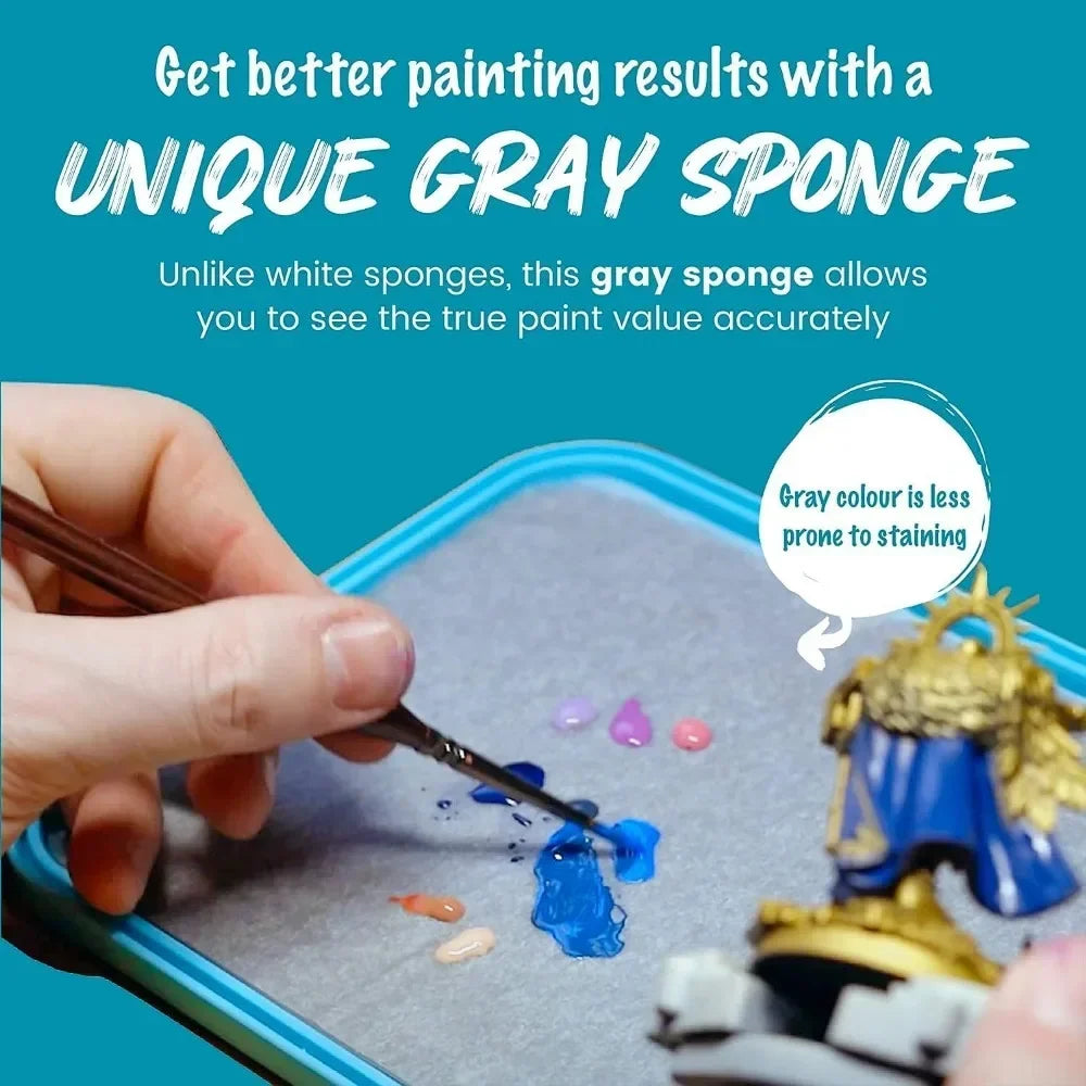 Wet Palette miniature painting kit. Keep the acrylic palette damp with the lid. Watercolor,50pc wet tray paper 2 sponge