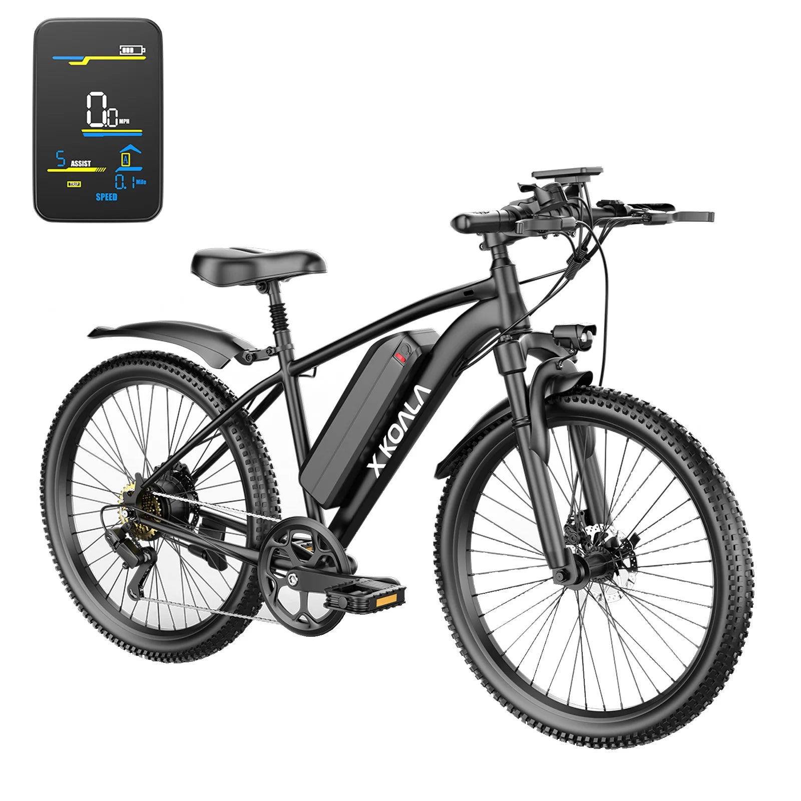 26'' Electric Bike 1000W Peak Motor 40 Miles 25MPH EBike 7 Speed Waterproof