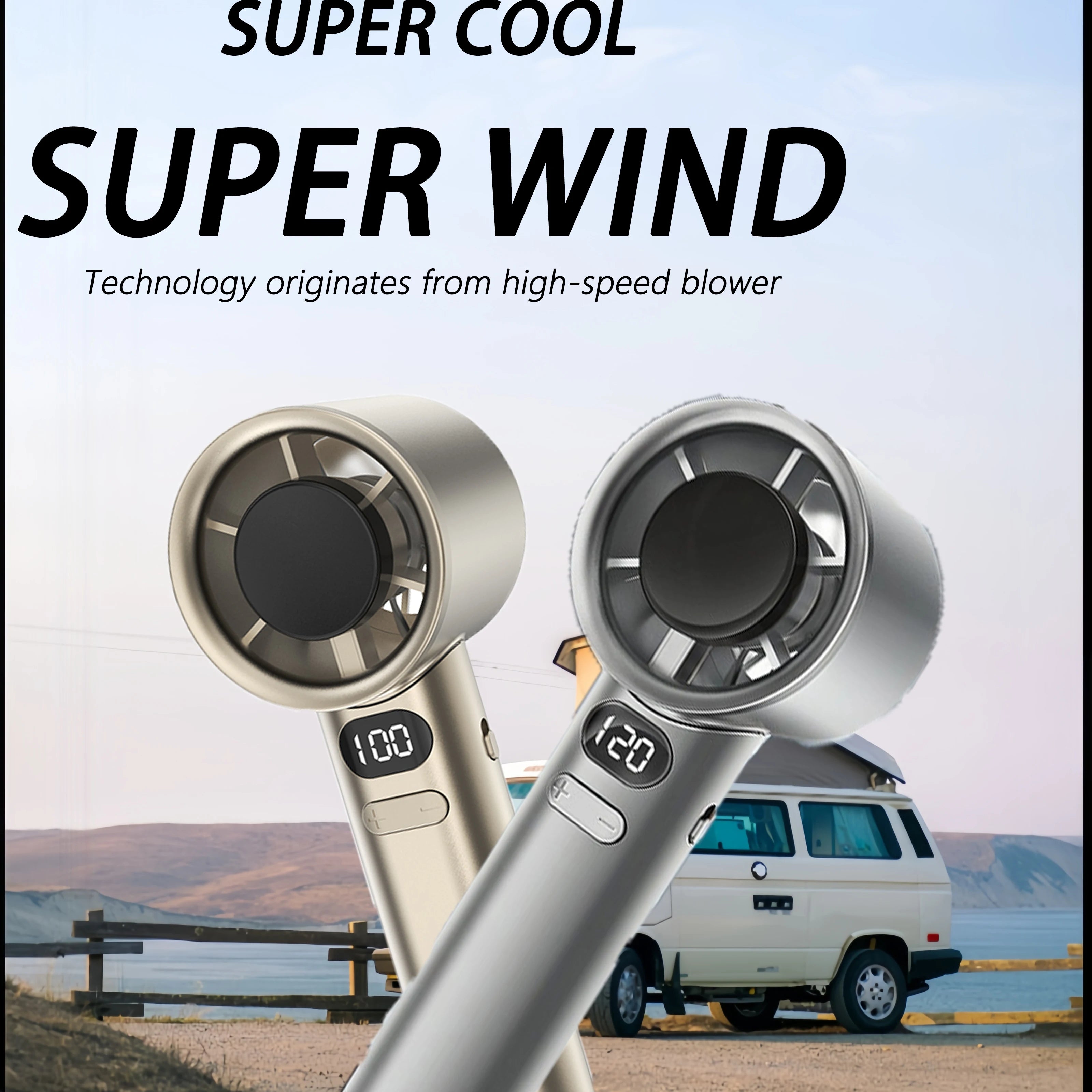 Portable Fan 120-Speed Digital Display.