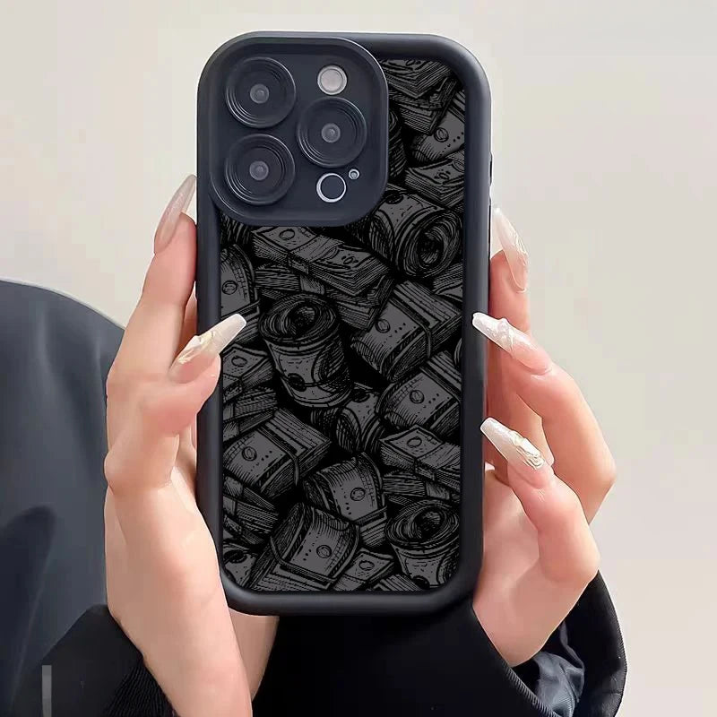 Banknote pattern phone case with soft silicone case.