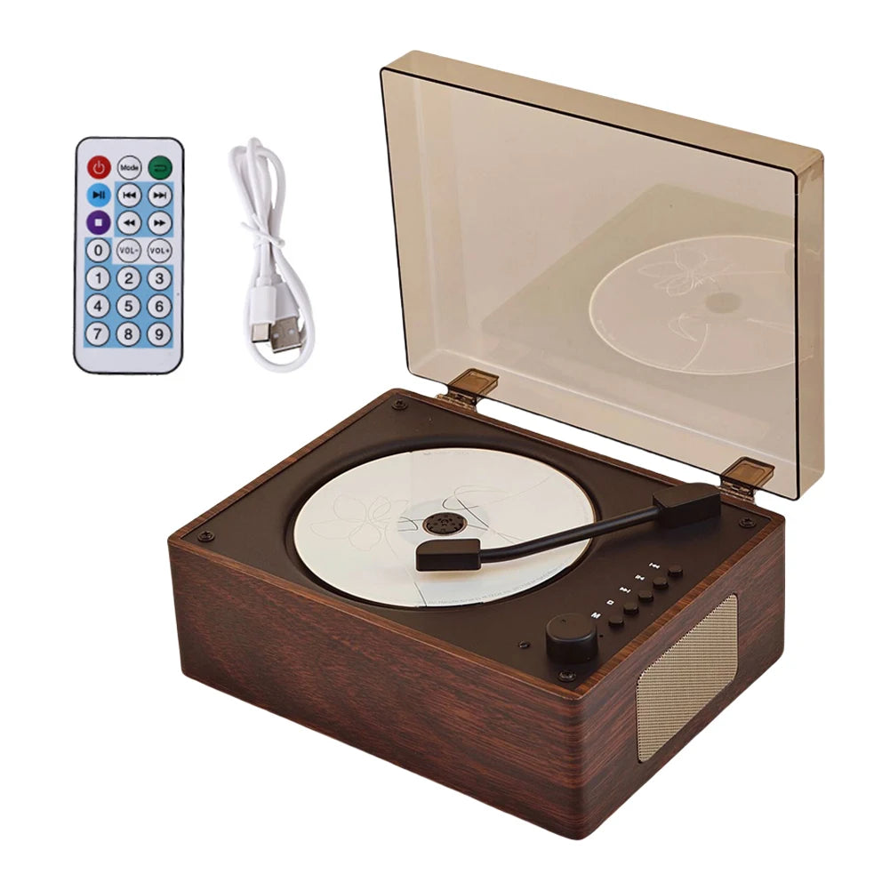 Wireless Portable Bluetooth Vintage Wood CD Retro player.