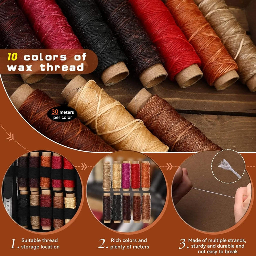 60-Piece Leather Craft Kit with Storage Bag, Includes Sewing Tools, Stamping & Punching Tools for DIY Projects