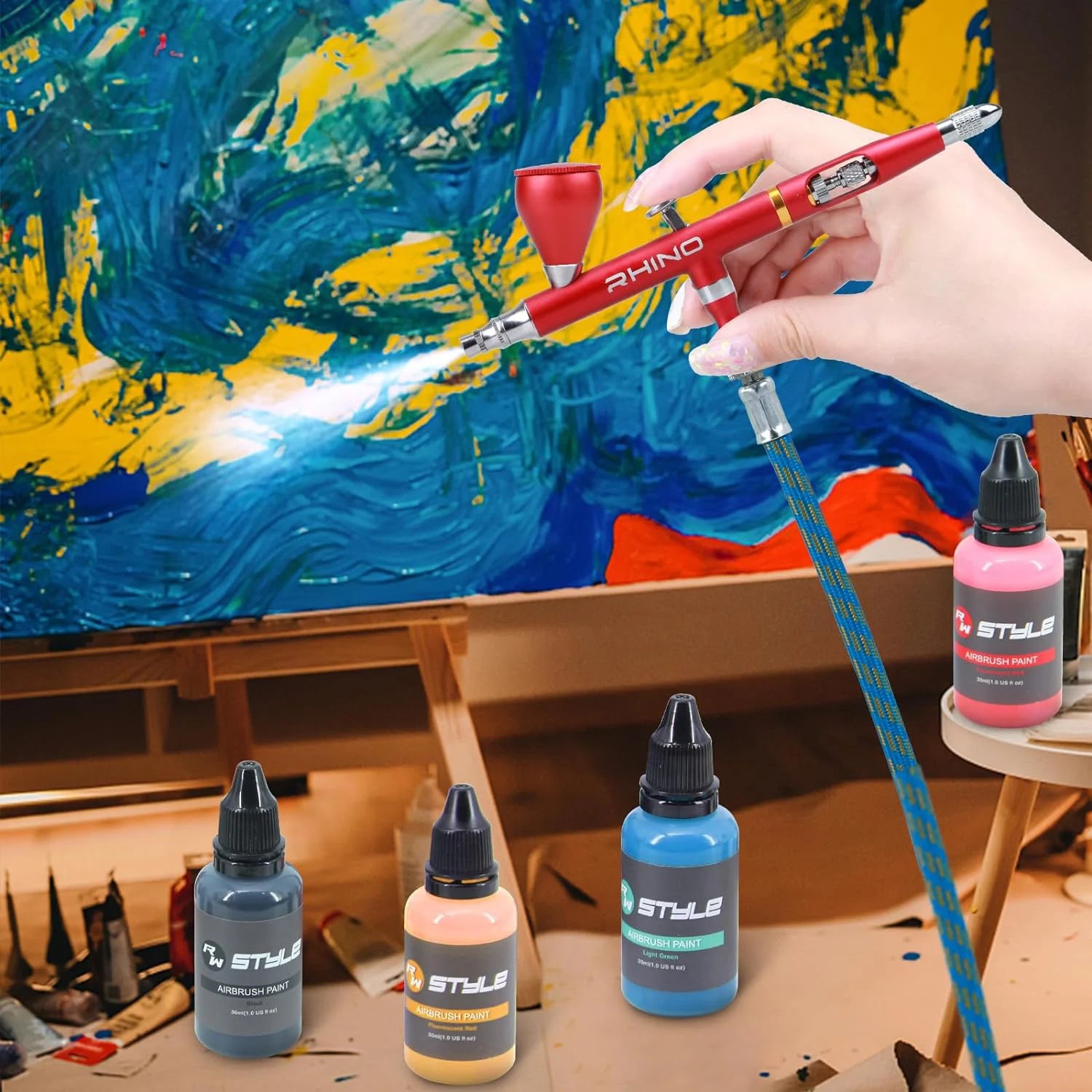 16Colors/Set Airbrush Paint Set, Opaque & Brilliant Acrylic Paint, 1fl Oz, Water Based, Ready To Spray.