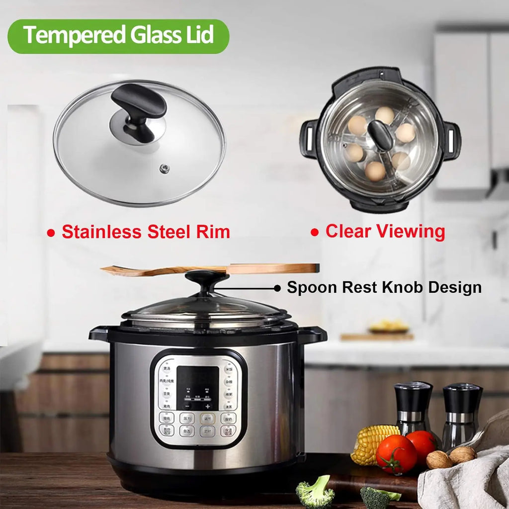 8 Quart Pressure Cooker Accessories Set - Steamer Basket, Glass Lid, Silicone Rings & More for Cooking