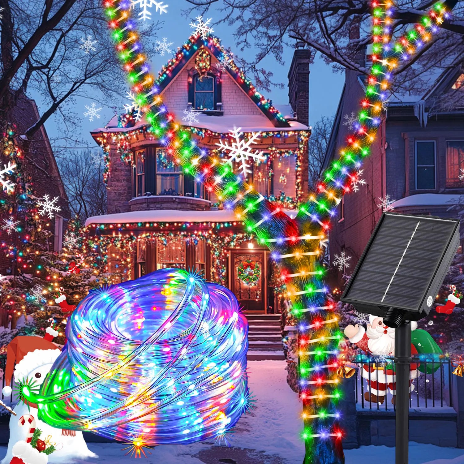 Solor powered color String 72ft Rechargeable 200led , 8 Lighting Modes.