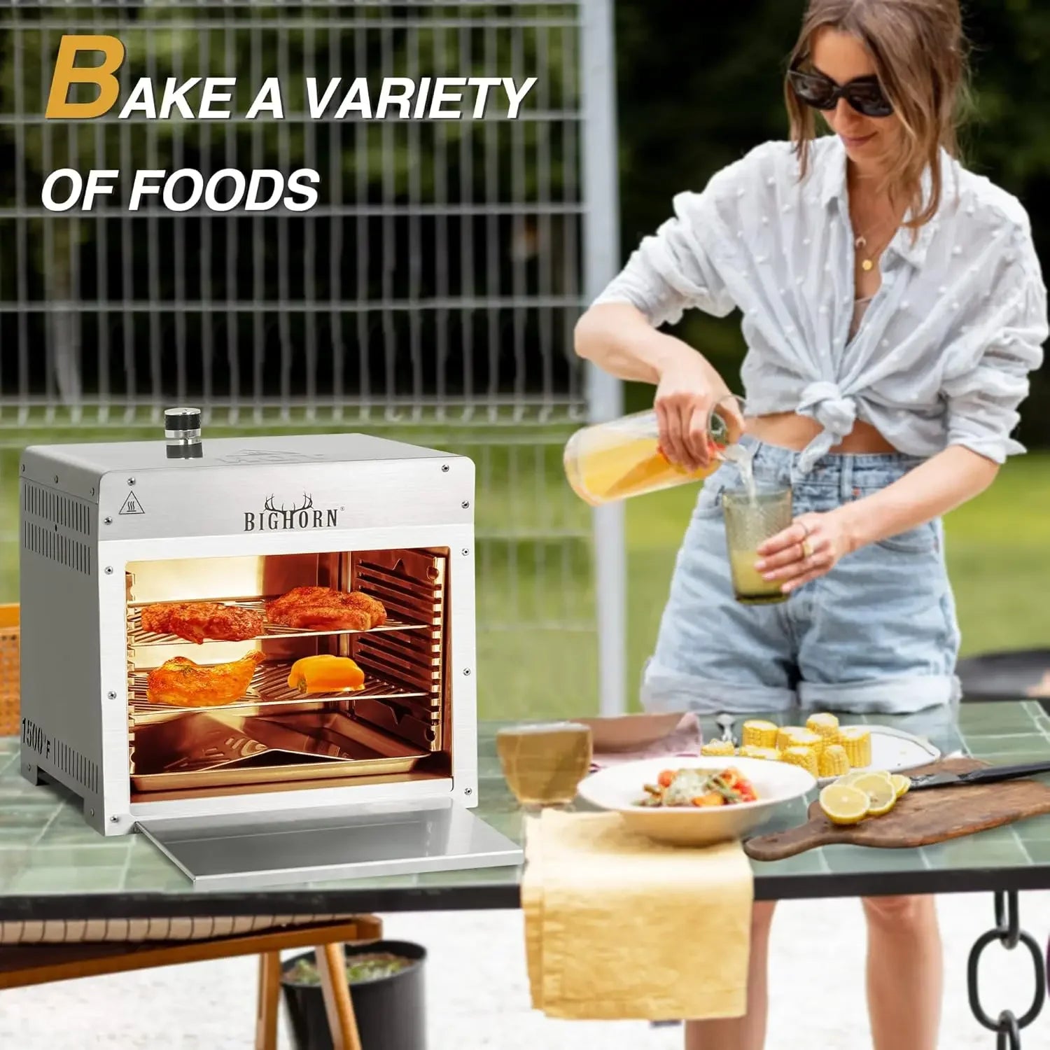 1500°F Small Infrared Propane Gas Grill – Portable Steak Broiler & Sear Station, Outdoor Salamander BBQ with Pizza Stone,