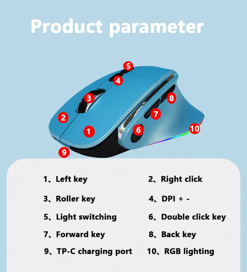 Ergonomic Dual Mode Gaming Mouse Type-C Charging Computer Accessory (For PC, Mobile Phone)