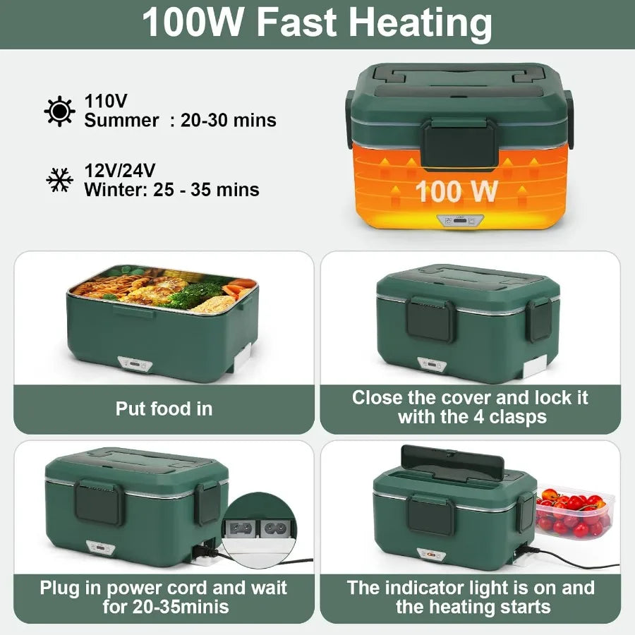 Electric 3.5L 2-Layer Portable Food Warmer Heated Lunch Box