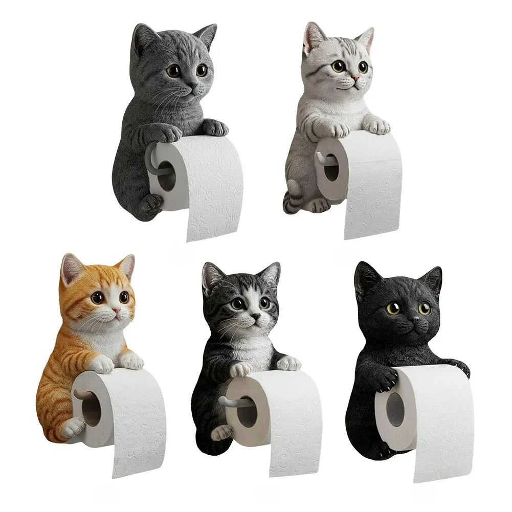 Cat Toilet Paper Holder Cat Toilet Roll Holder Wall Mounted Roll Rack Cute Dispenser
