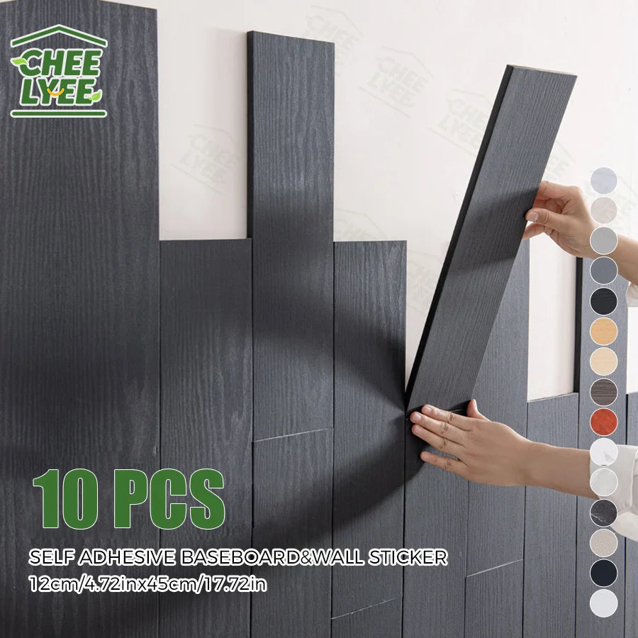 10pcs Self-Adhesive Wooden Stickers Wall Stickers Skirting Lines.