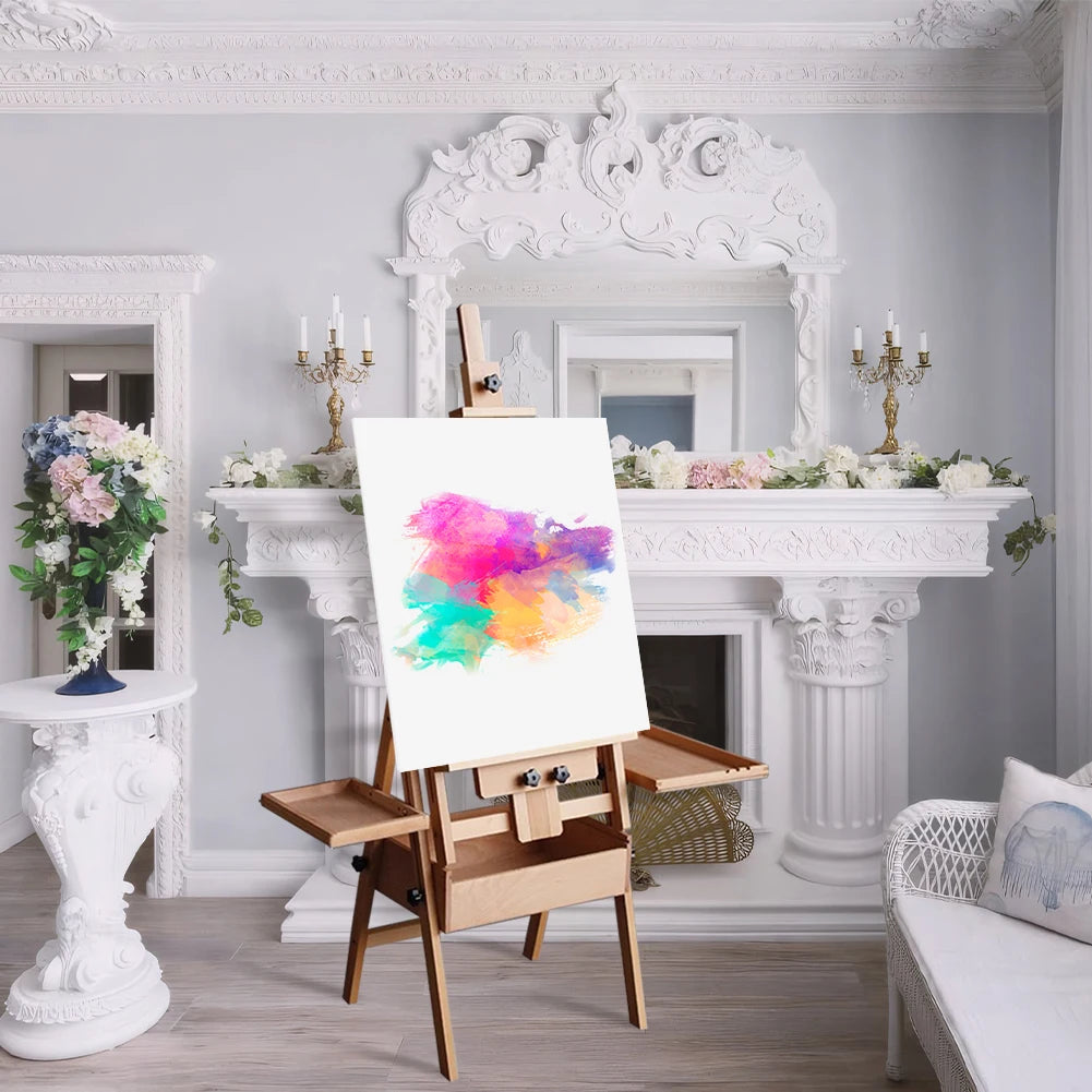 Multifunctional Easel with Drawer Tray Foldable Adjustable Height Flat Easel Drawing Board Easel for Children Sketch Oil Paintin