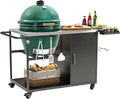 Heavy metal outdoor grill stand prep table with wheels, plenty of storage, for big green egg