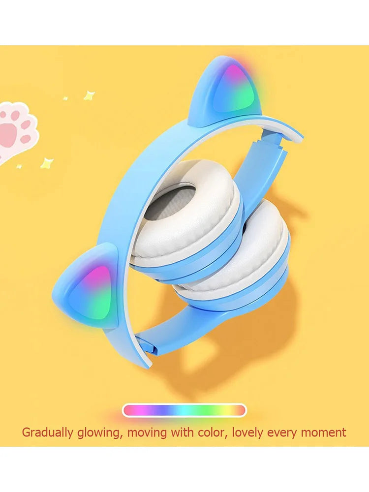 Wireless Bluetooth Headphones Cat Ear Gaming Headset.