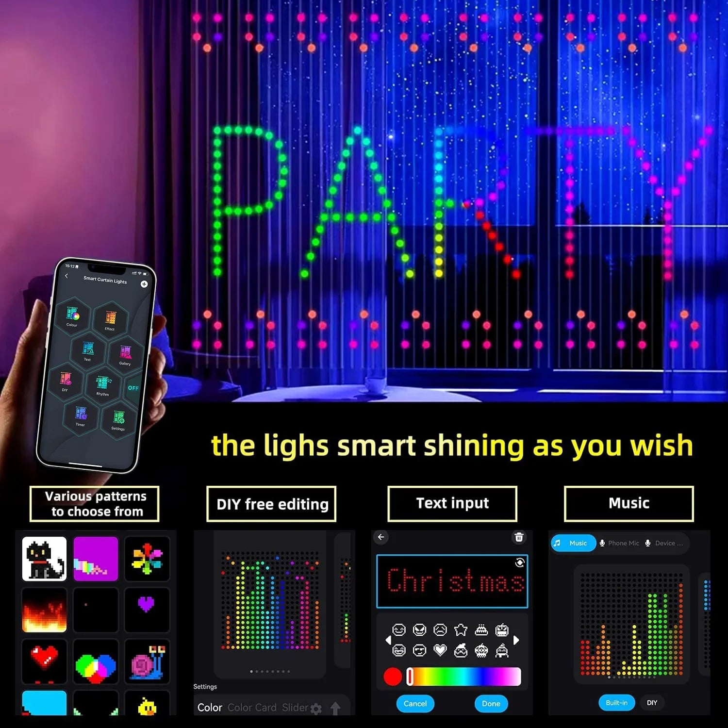 Smart LED Curtain Light APP Control.