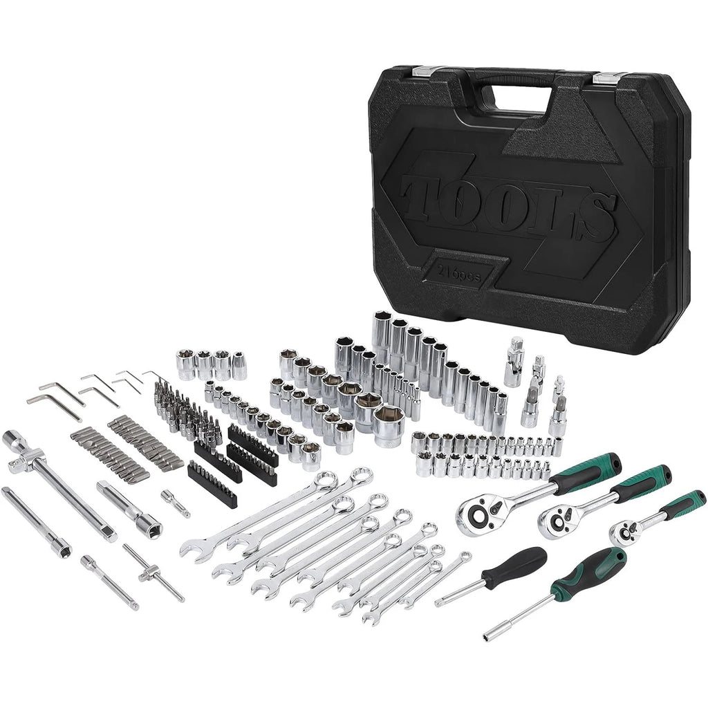 Mechanics Tool Set 216PCS (Including The Case) Portable Tool Kits and Socket Set, Automotive Repair Tool Set for DIY Car Repair