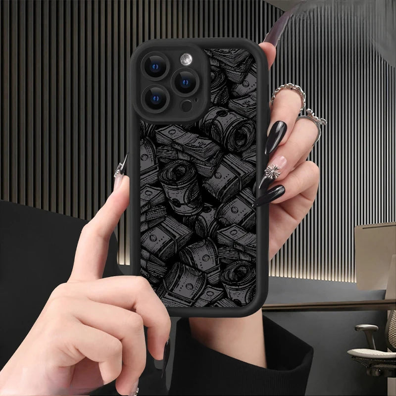 Banknote pattern phone case with soft silicone case.