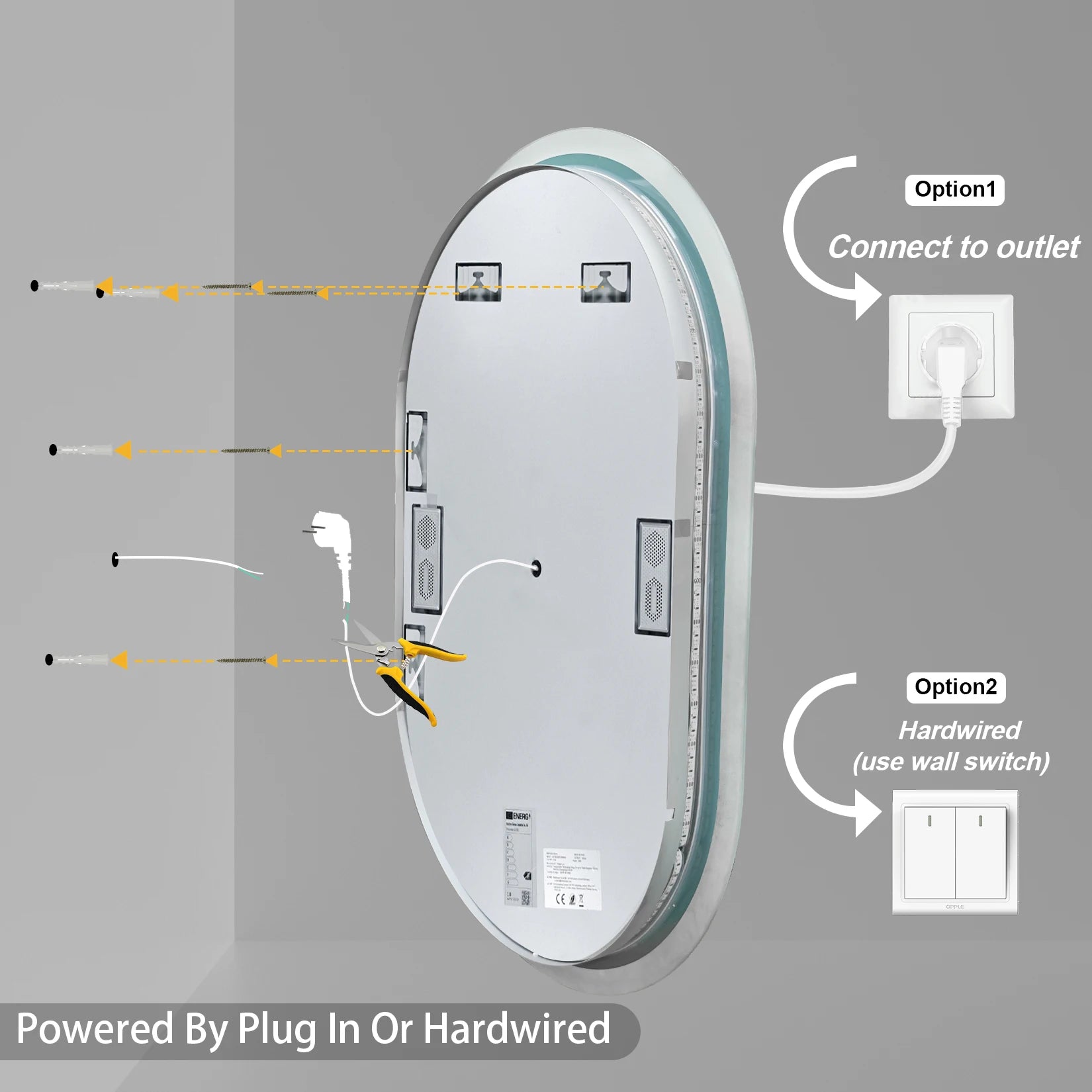 24x35 Oval LED Bathroom Mirror with Lights, Anti-Fog, Bluetooth Speaker, 3 Colors Temperature & Dimmable, Lighted Mirrors