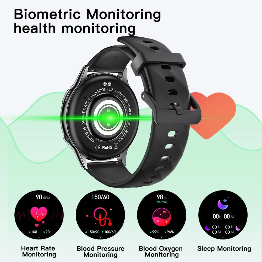 Smart Watch 1.39" HD Display Fitness Tracker IP68 Waterproof Heart Rate SpO2 Monitor 100+ Sports Modes