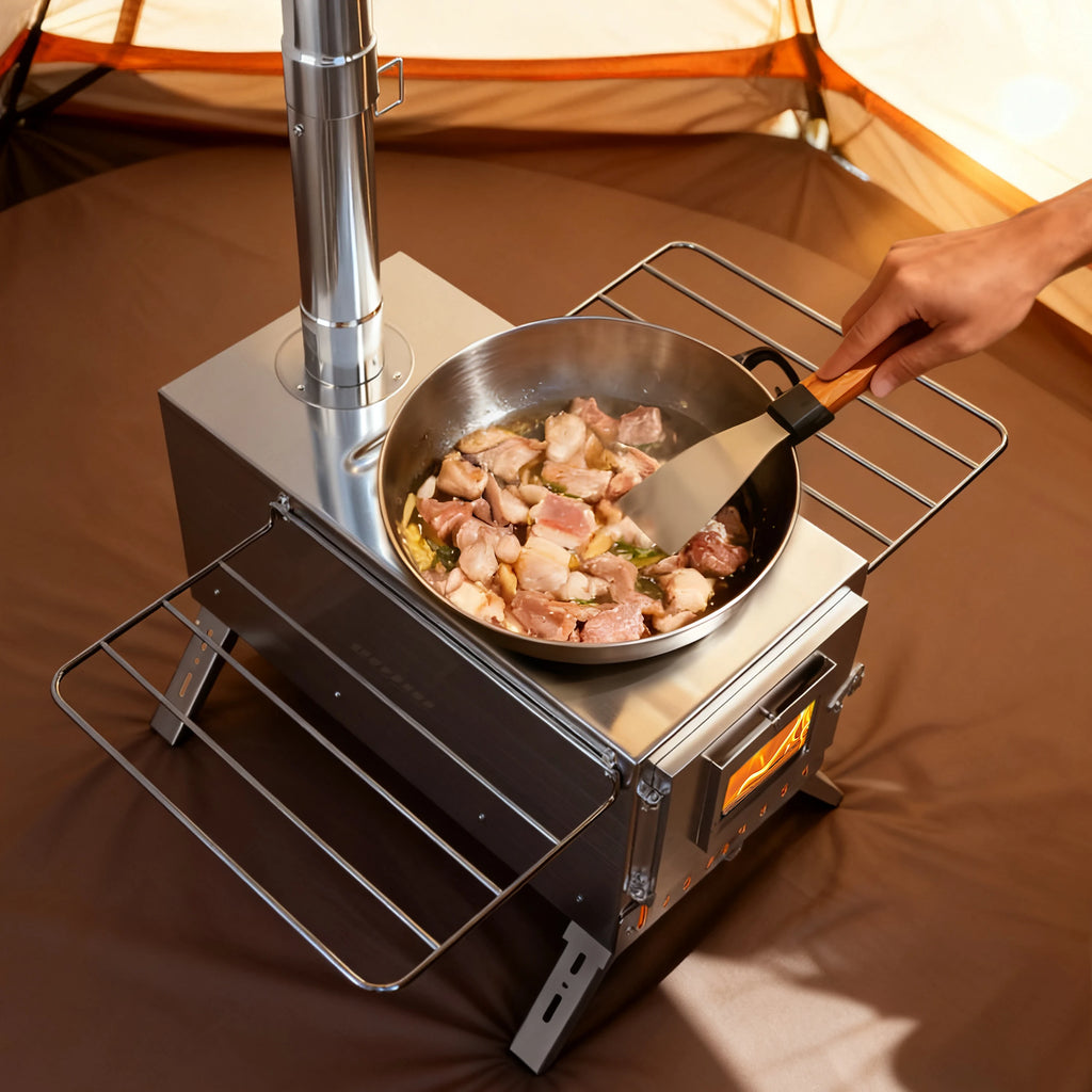 Hot Tent Stove, Portable Wood Burning Camping Stove Stainless Steel for Tent, Outdoor, Heating, Cooking, Ice Fishing