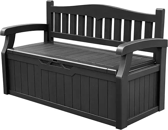 80 Gallon Storage Bench Deck Box Lockable for Patio Furniture.