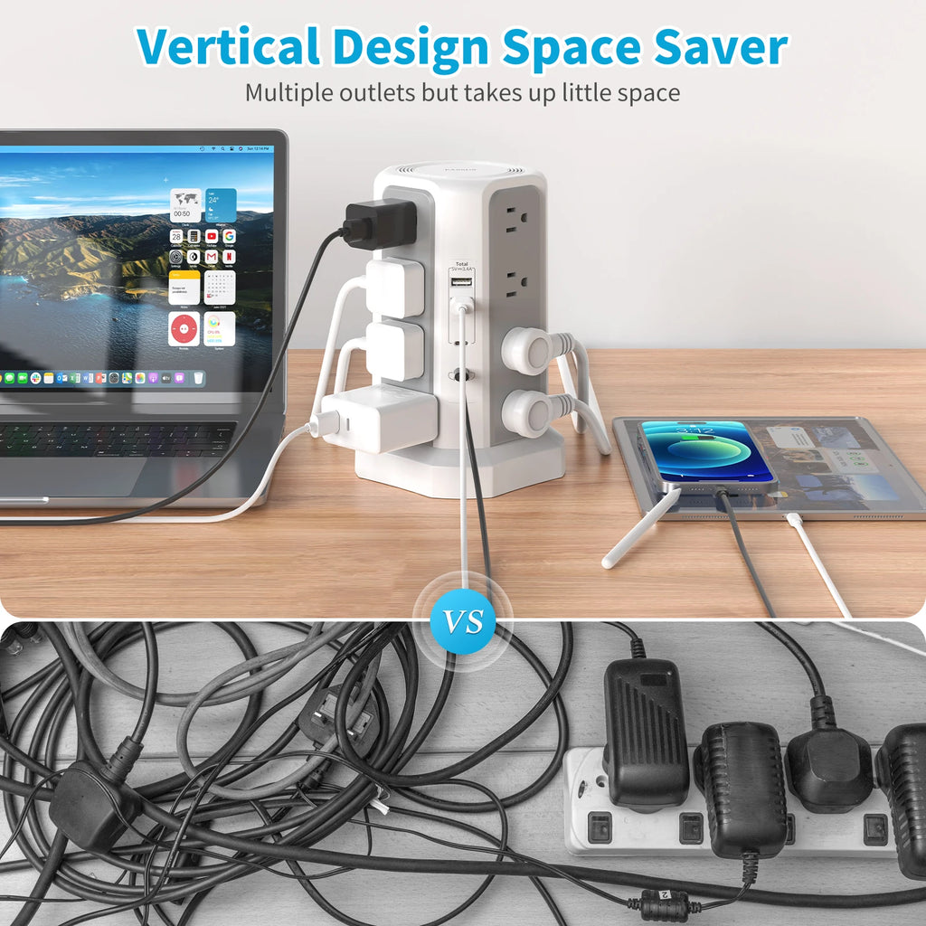 US 4-layer 3m extension tower plug-in board with PD fast charging, suitable for office, home, school and other scenarios