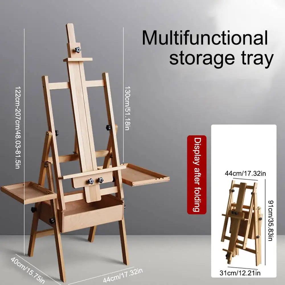 Multifunctional Easel with Drawer Tray Foldable Adjustable Height Flat Easel Drawing Board Easel for Children Sketch Oil Paintin