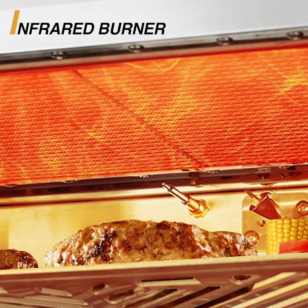 1500°F Small Infrared Propane Gas Grill – Portable Steak Broiler & Sear Station, Outdoor Salamander BBQ with Pizza Stone, Stain