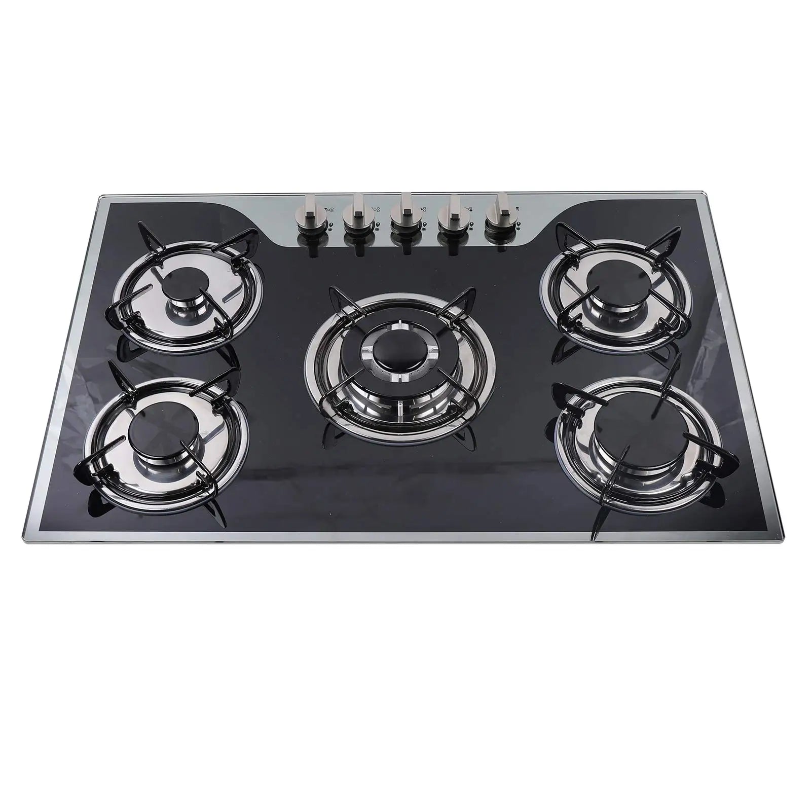 Gas Cooktop 30 Inch Gas Stove Cooktop Stove Burner Tempered Glass Built in 5 Burners Gas Hob Grate Stovetop Lpg/Ng Convertible (