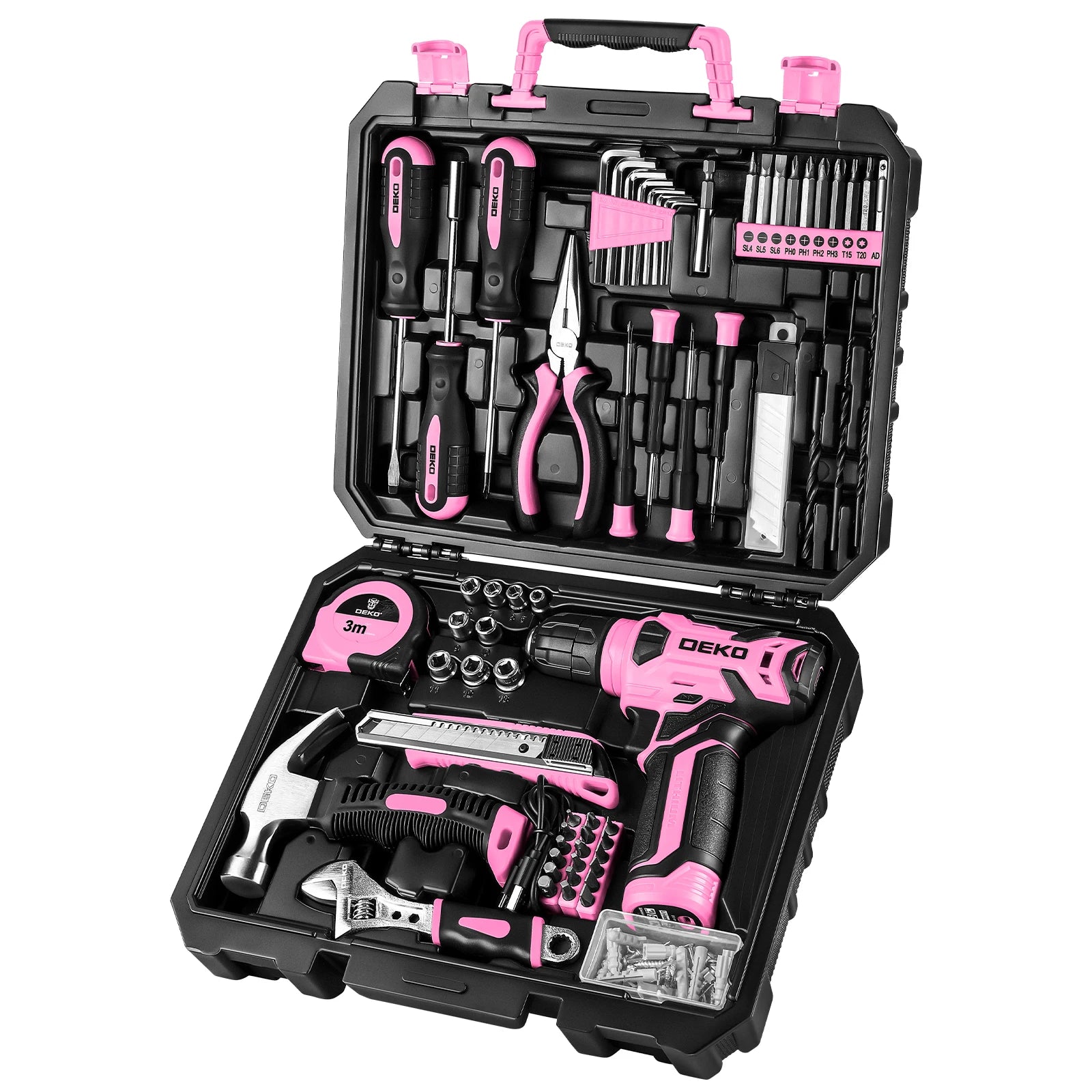 DEKO 126Pcs Power Tool Combo Kits with 8V Cordless Drill.