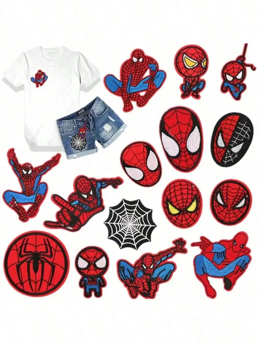 15/23/24pcs Marvel's Spider - Man Iron-On/Sew-On Embroidered Patches.
