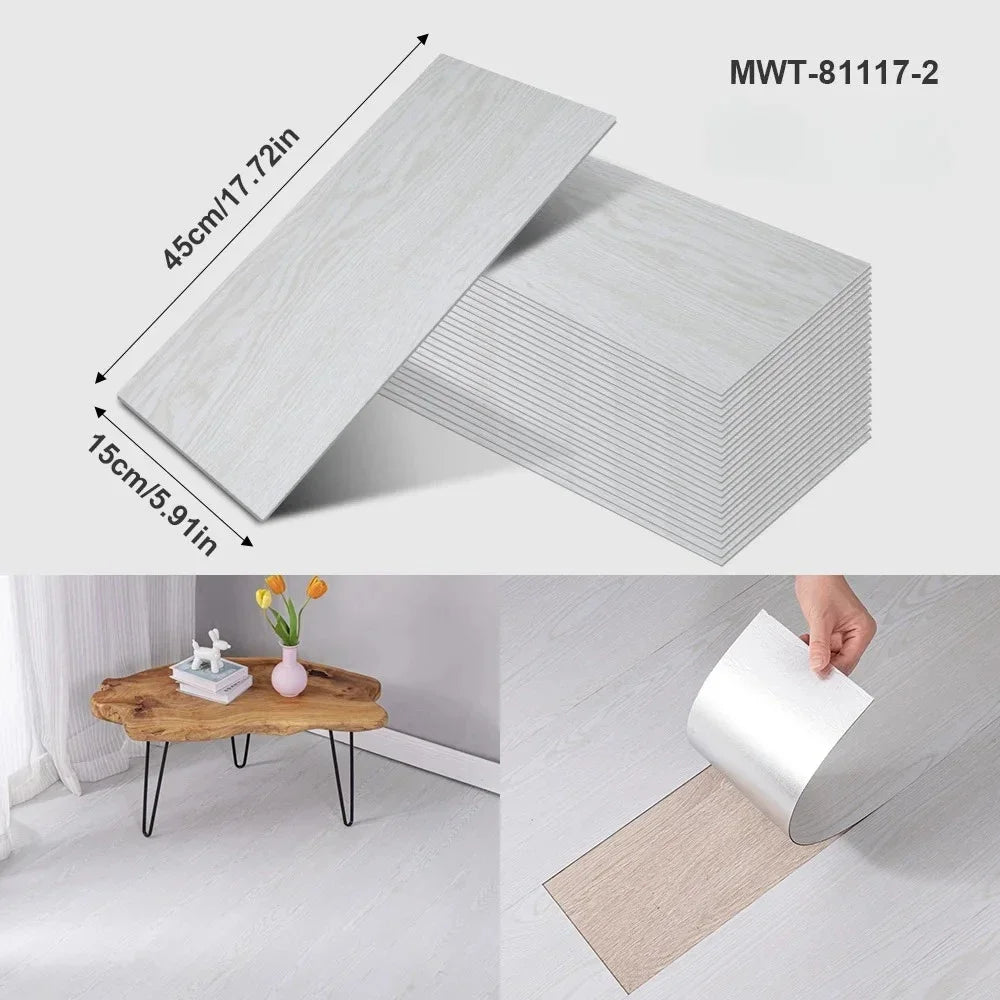 Thicken Wood Grain Floor Sticker Industrial Cement PVC Vinyl Floor Sticker Self-adhesive Waterproof Tile Sticker Home Decor