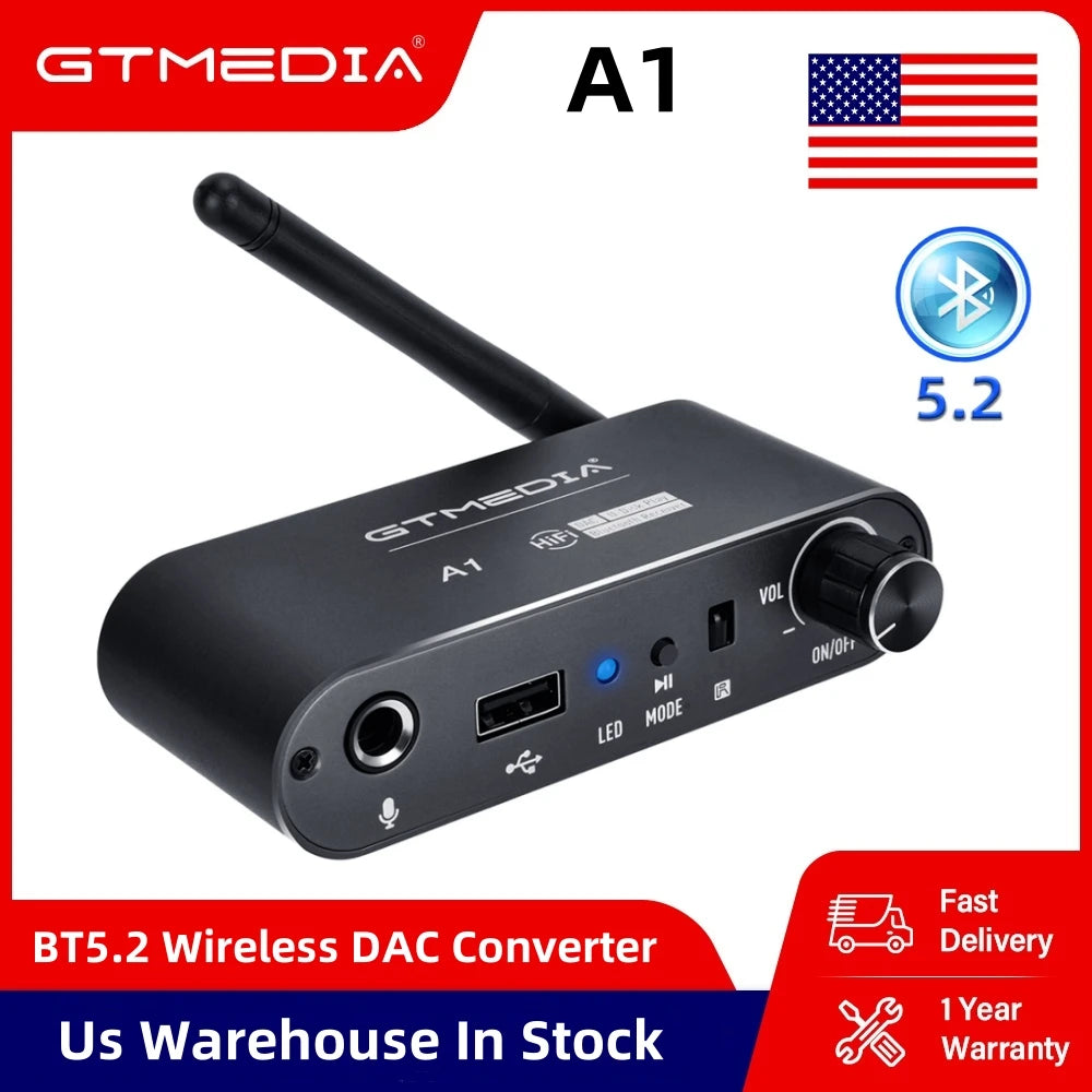Bluetooth Audio Receiver DAC Coaxial Digital Analog Converter.