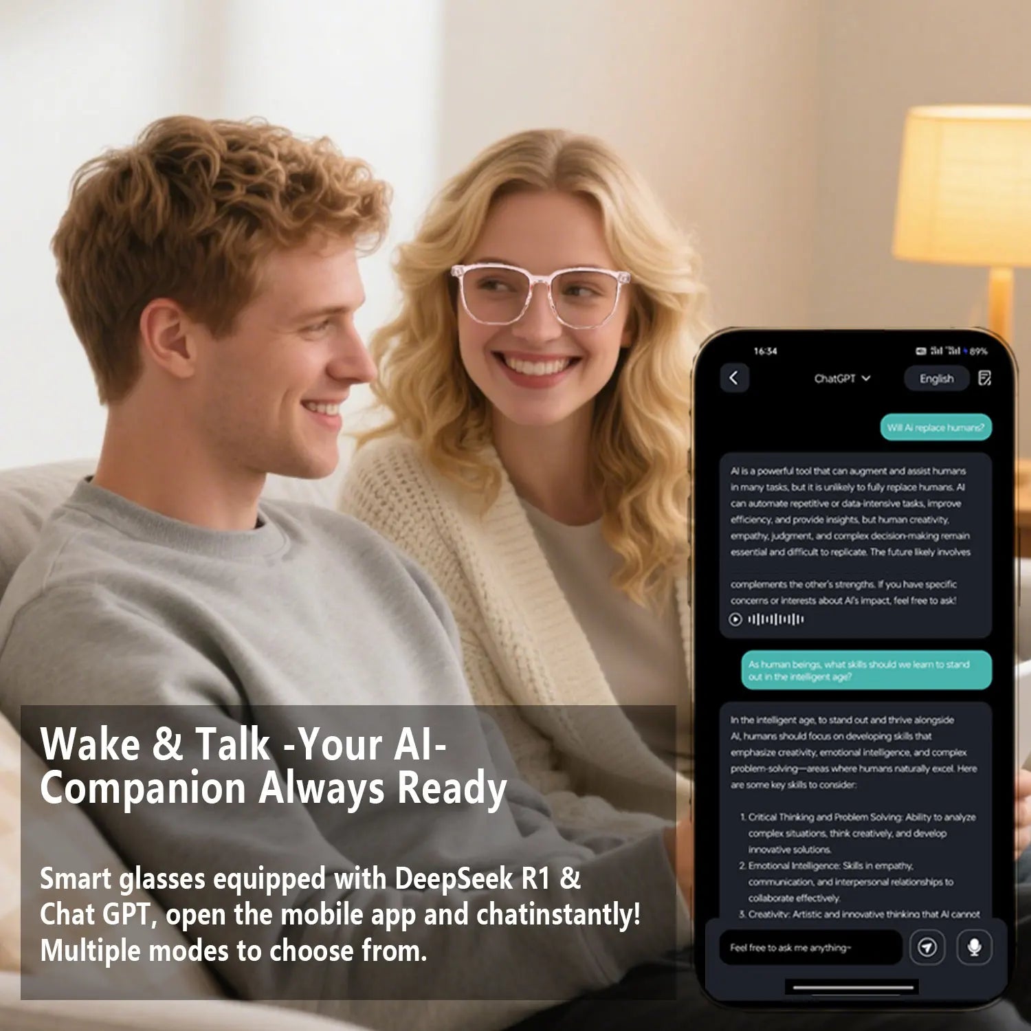 Smart AI translation audio glasses, in over 160 languages.