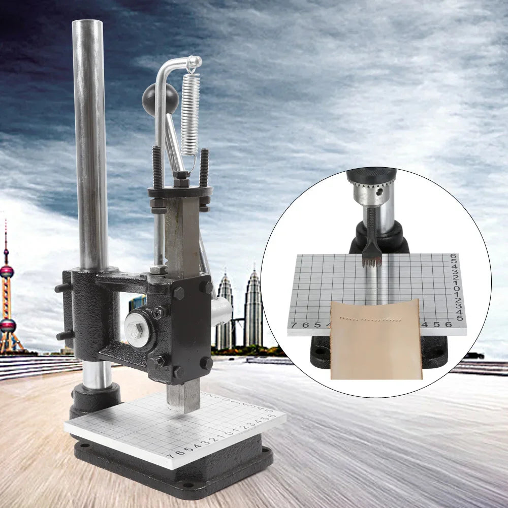 Leather Craft Imprinting Machine DIY Manual Embossing Press Cut Leathe Hole Puncher Punching Bronzing Tool Cutting Stitching