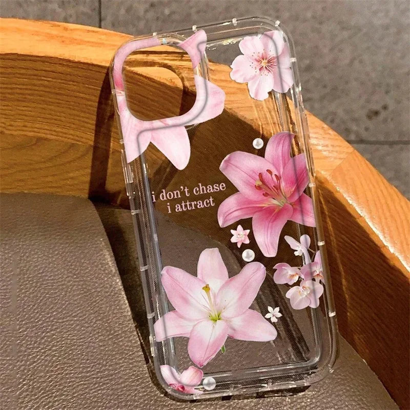 Flowers Lily Hibiscus Pattern Clear Case.