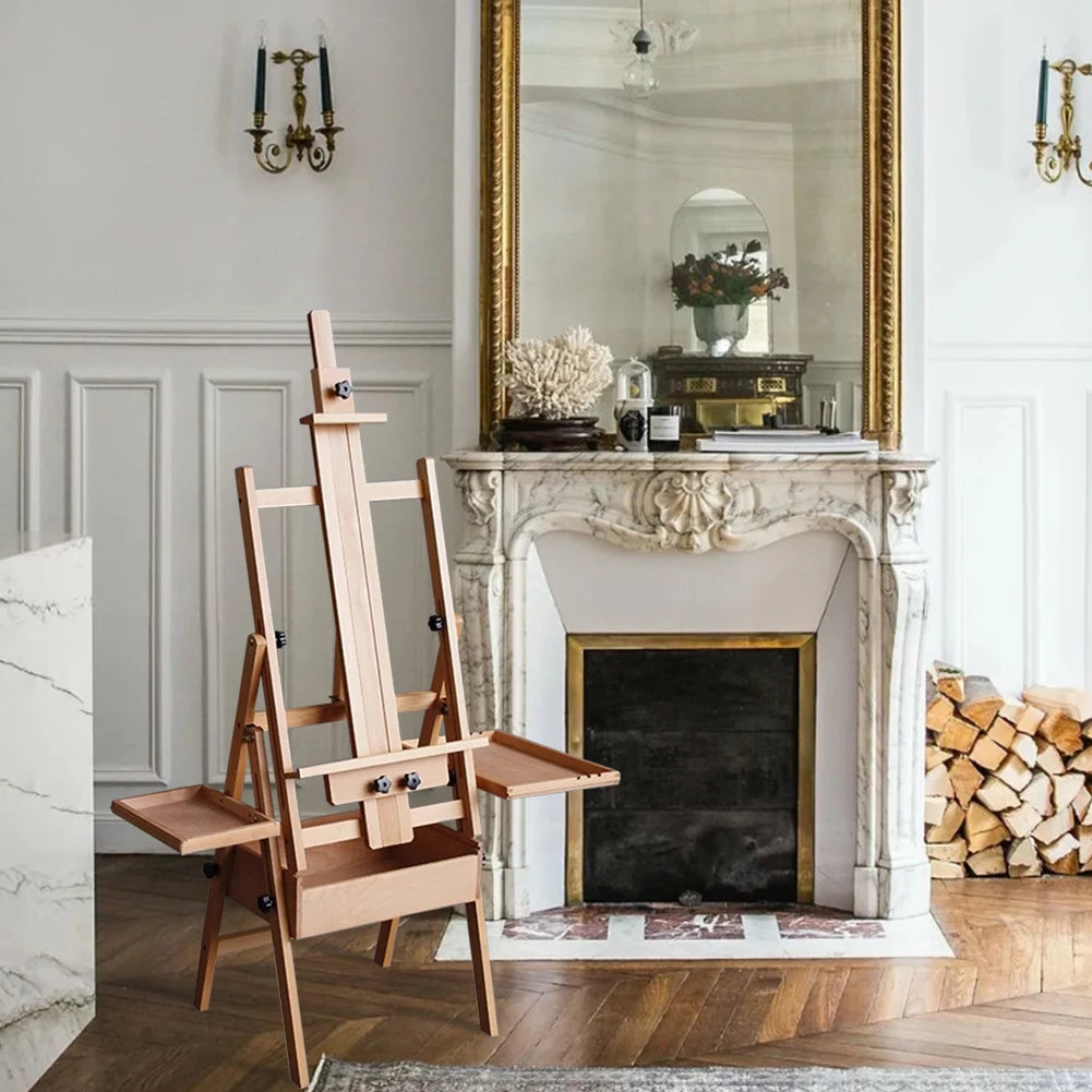 Multifunctional Easel with Drawer Tray Foldable Adjustable Height Flat Easel Drawing Board Easel for Children Sketch Oil Paintin