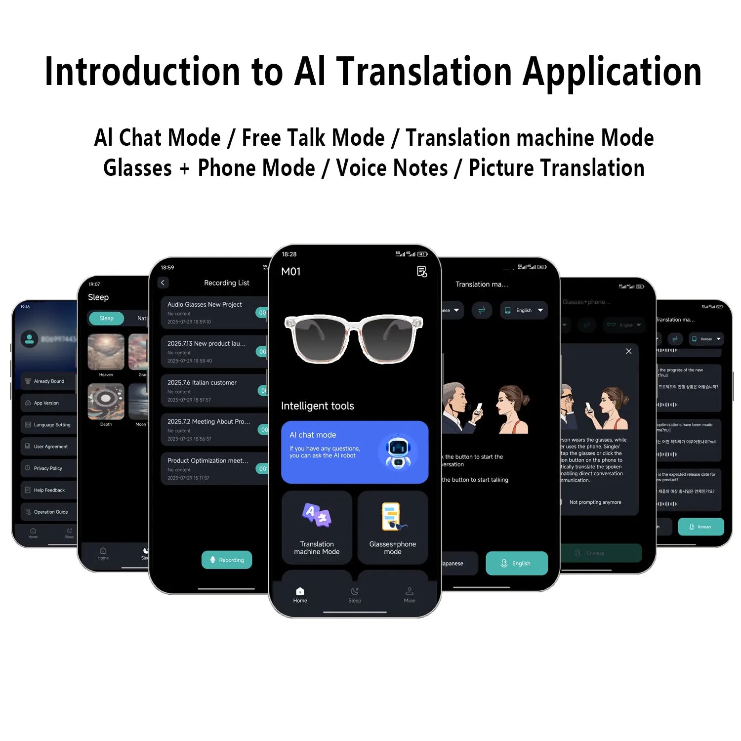 Smart AI translation audio glasses, in over 160 languages.
