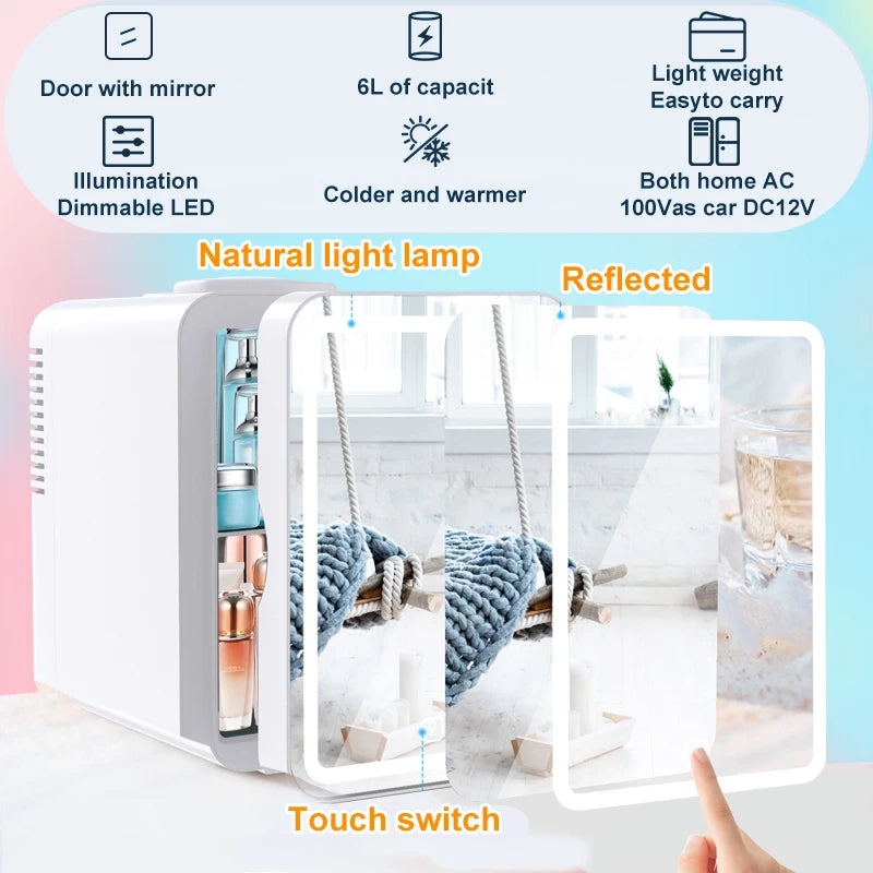 6L mirror beauty makeup refrigerator
