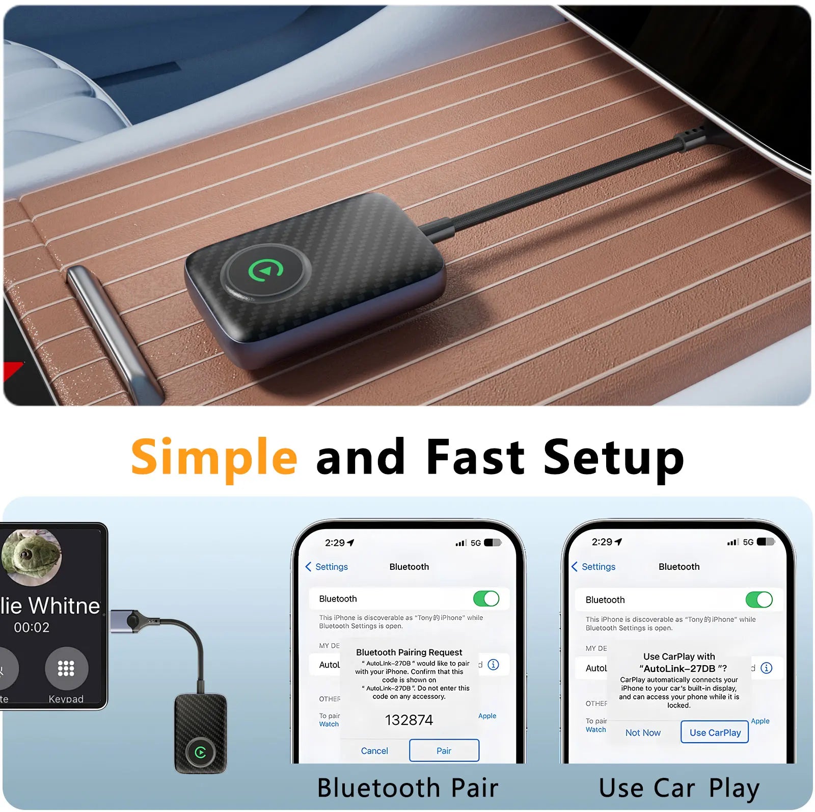 Unitedtime Wireless CarPlay Adapter.