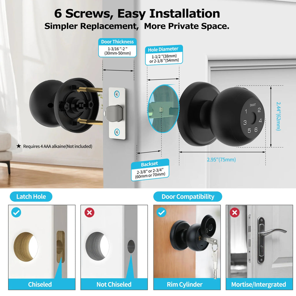 Smart Lock Fingerprint Door Lock App Control Passcode Unlock Electronic Touchscreen Keypad Indoor