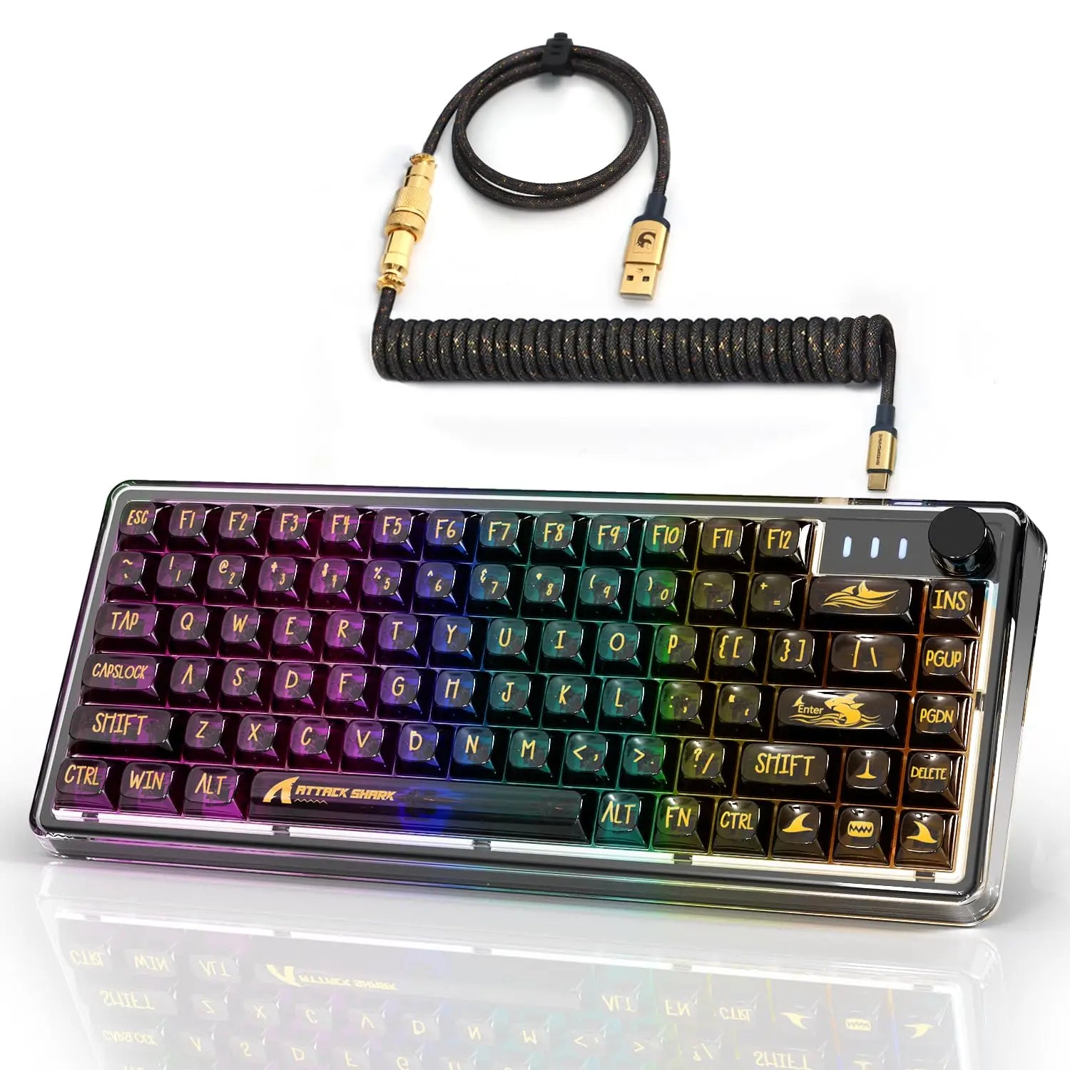 Hot Swappable Wired Keyboard, Transparent PC Keycaps, Custom RGB Gaming Keyboard, Gasket Keyboard, Linear Switch