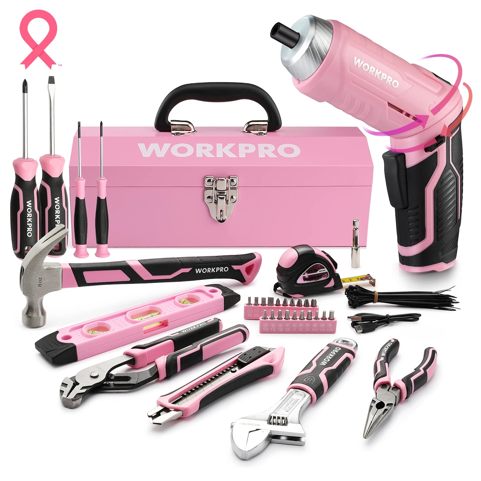 WORKPRO 74pcs Pink Tools Set.
