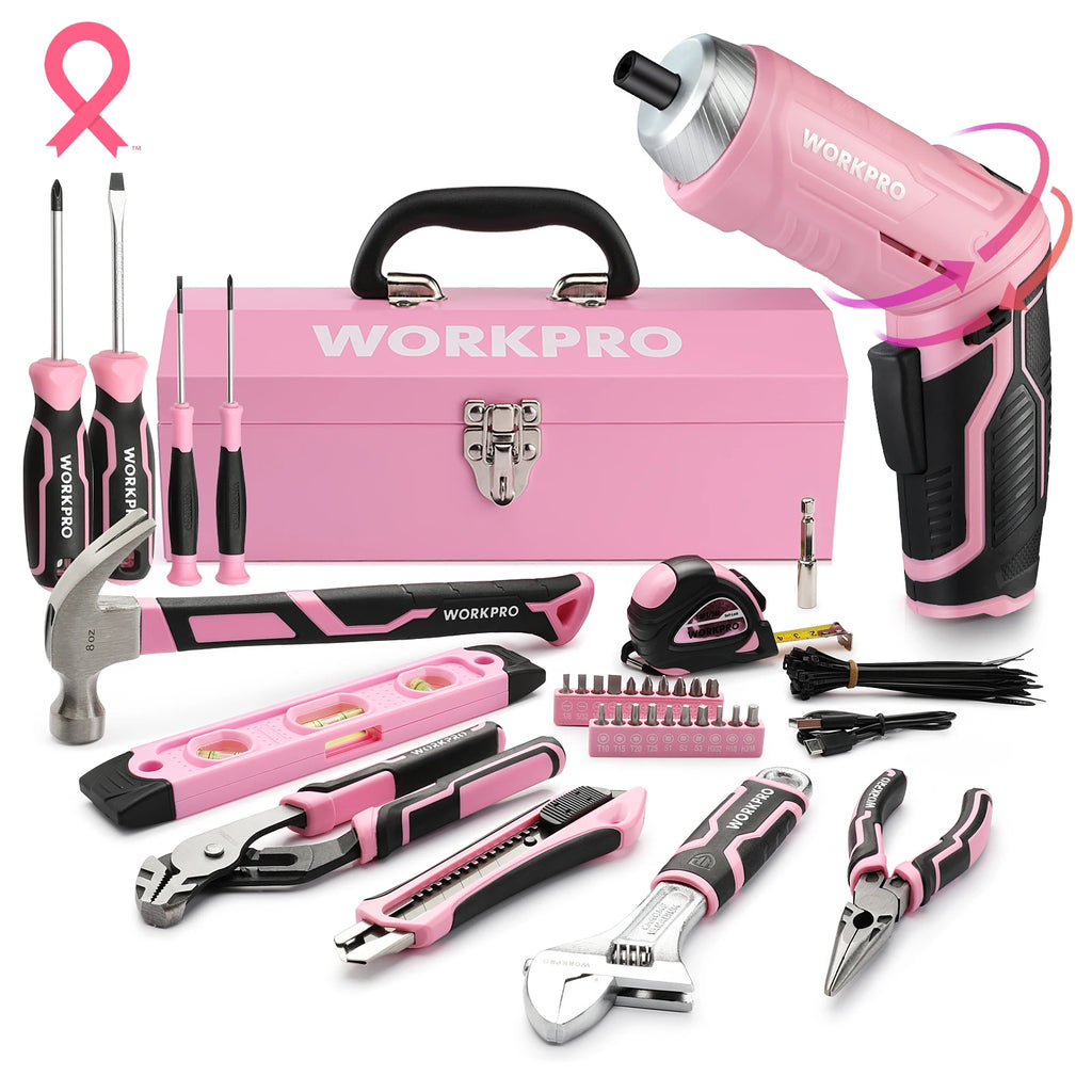 WORKPRO 74pcs Pink Tools Set.
