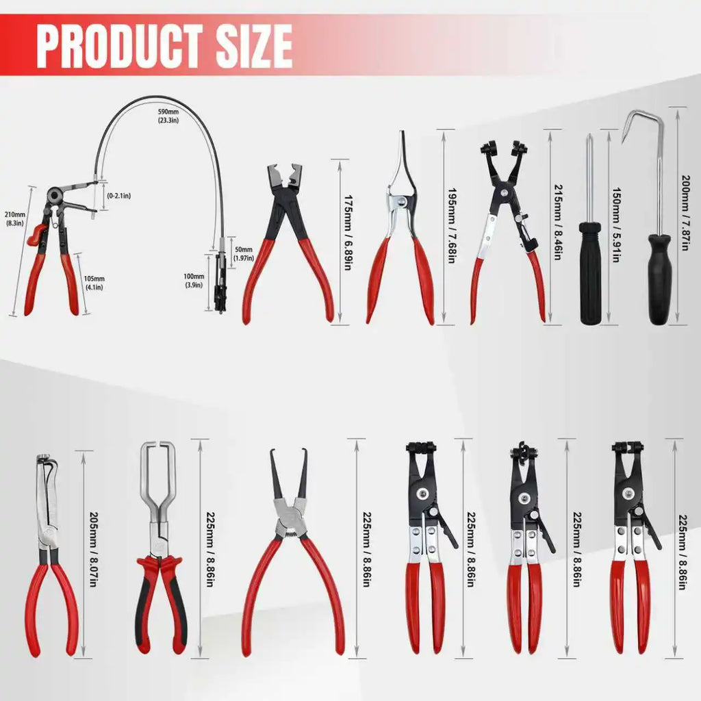 Hose Clamp Pliers Tool Set 16pcs Hose Clamp Removal and Installation Tool for Automotive Coolant Radiator Heater,fuel lines etc