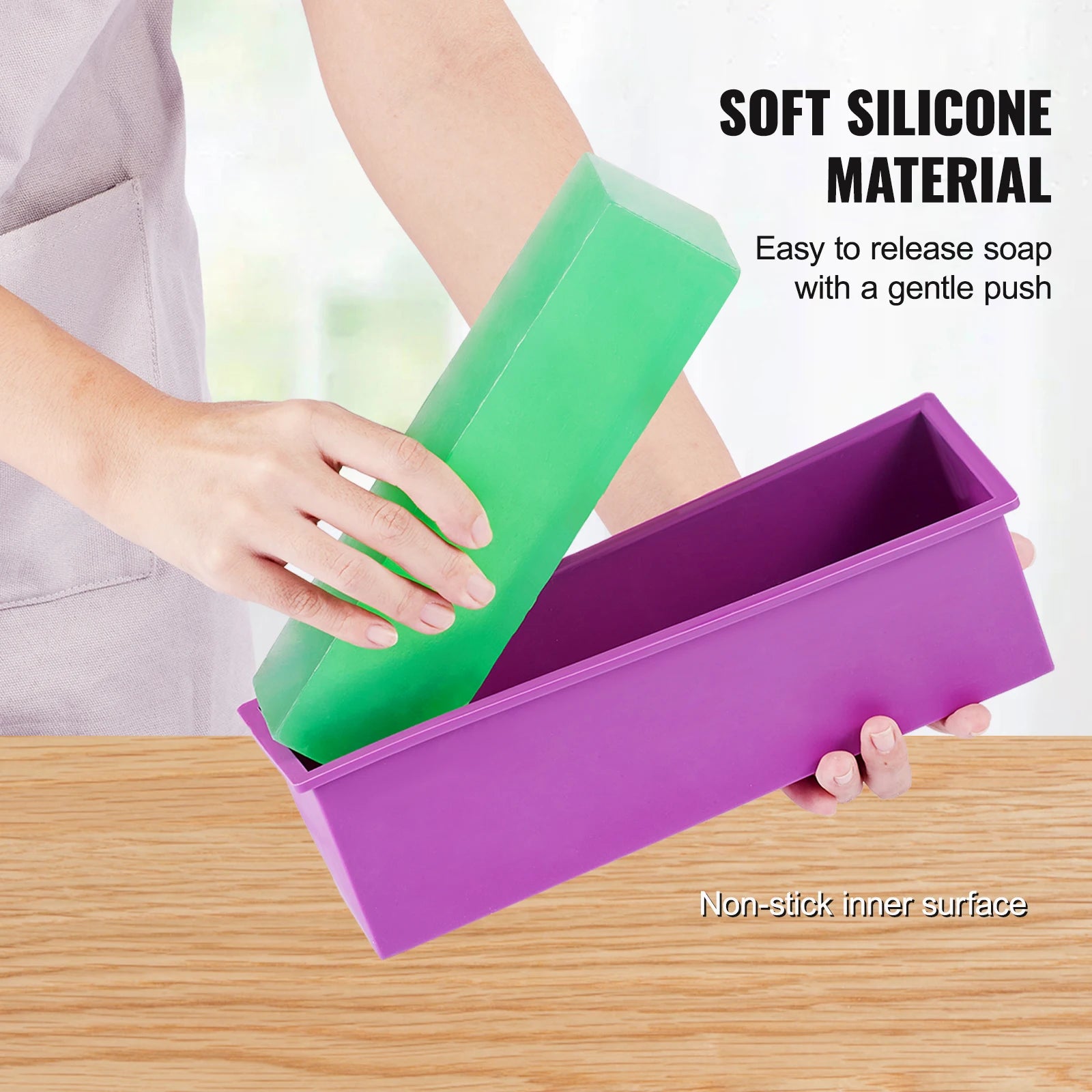 Soap Making Kit Bamboo Cutting Box and Inner Box with Silicone Mold Stainless Steel Straight Cutter and Wavy Cutter
