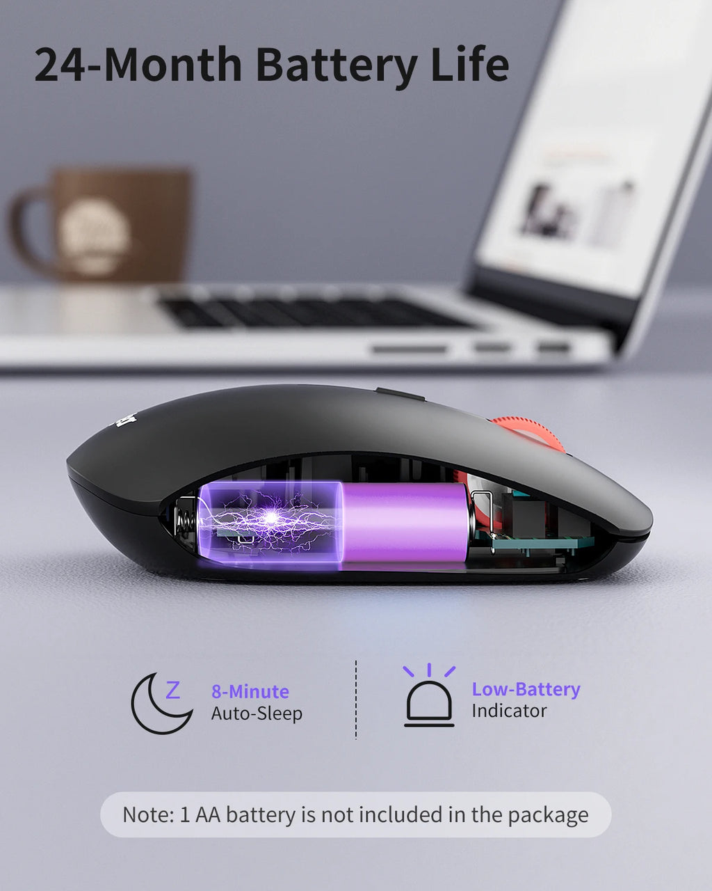 Wireless Mouse 2.4G Slim Mini Cordless Mouse Ergonomic Grips 5Level Adjustable 4000DPI Portable Optical Computer Mice