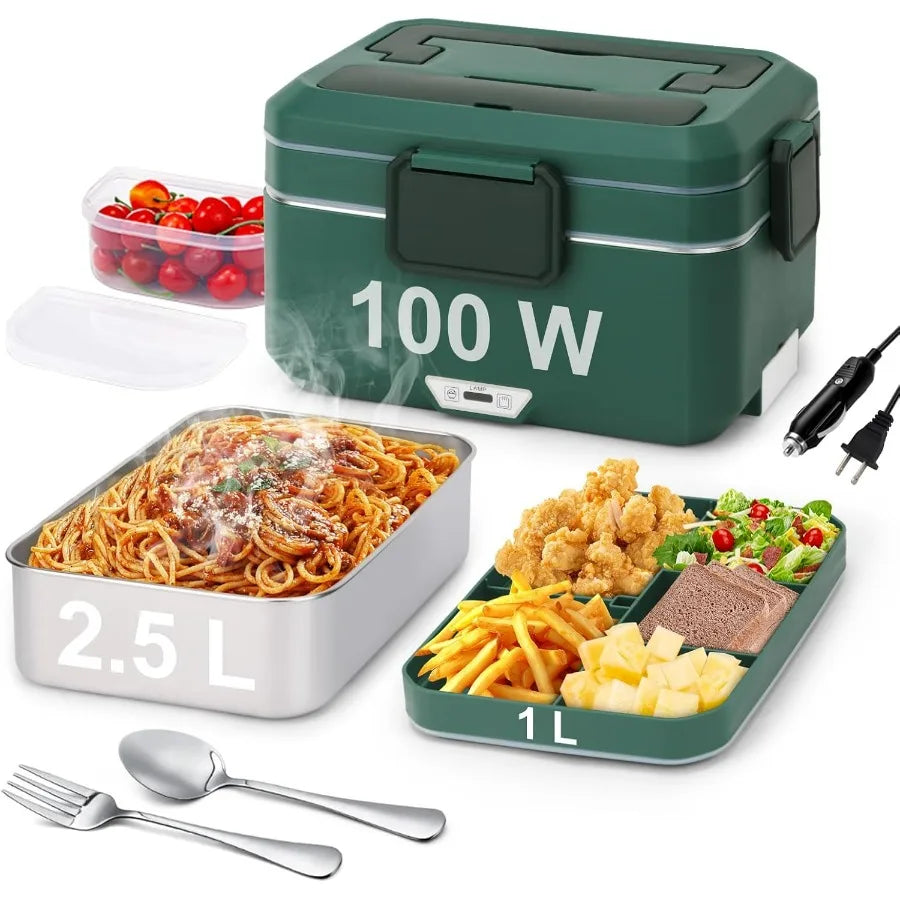Electric 3.5L 2-Layer Portable Food Warmer Heated Lunch Box