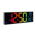 16" Large Digital Wall Clock, with Remote, 8 RGB Color, Alarm, DST, Temperature.