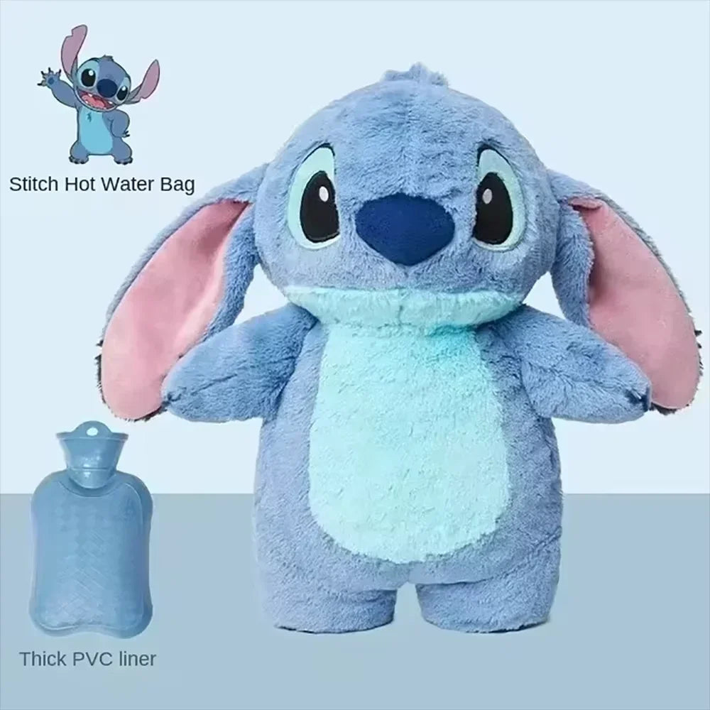 Disney Stitch Plush Hand Warm Bottle Water Bottles Kawaii Soft portable heater.